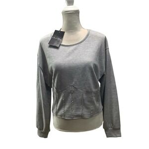 A Love Story Women Sweater Sz XL Dream Girl Sweater‎ Gray Long Sleeve Corset NWT